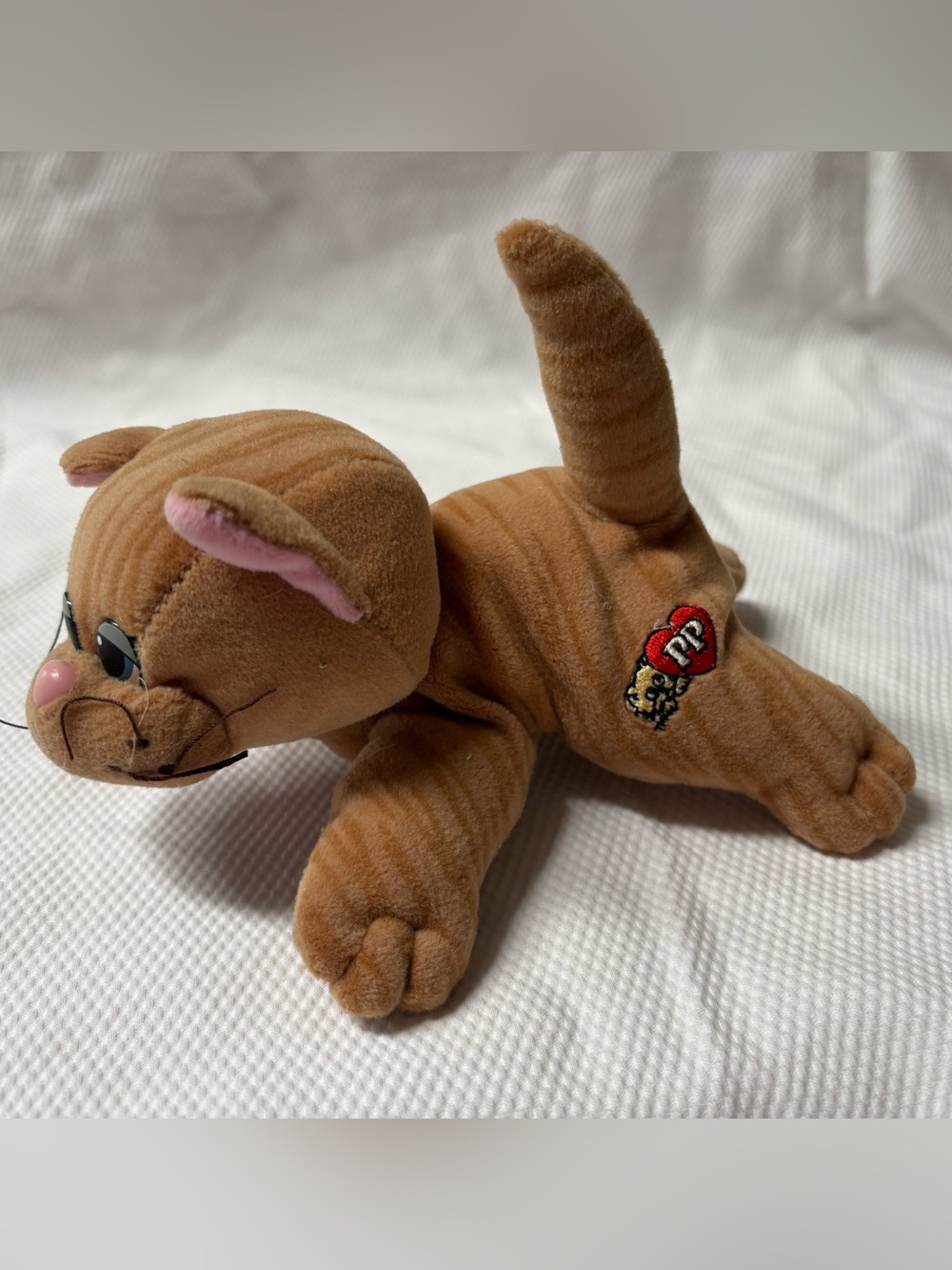 Pound Purries Plush Orange Tabby Cat Toy with Embroidered Heart Patch